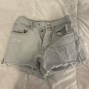 wild fable high rise cutoff shorts, size 2, light blue